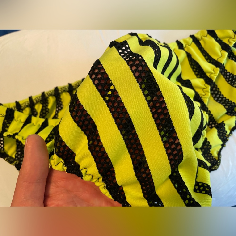 Striped Yellow and Black Men's Swim Briefs - Picture 5 of 7